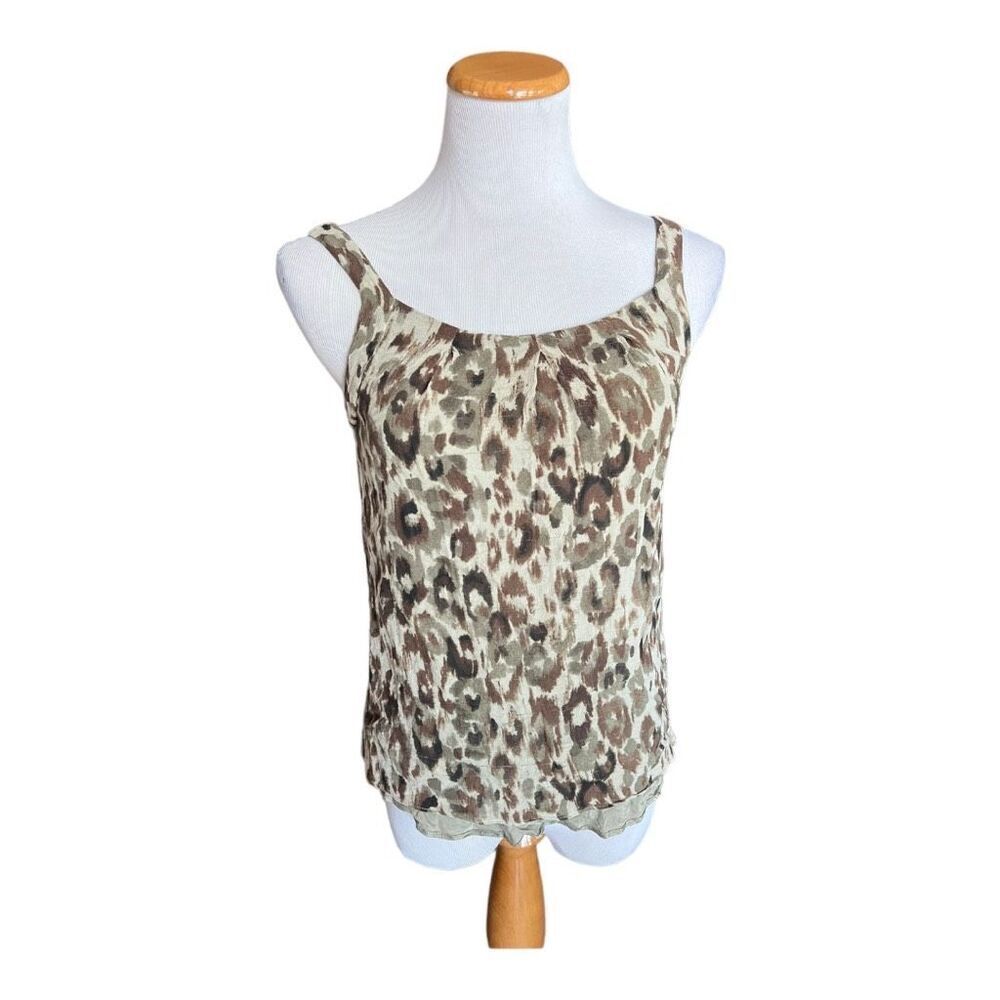 Womens J Crew Animal Print Silk Layered Tank Top - Sz 2